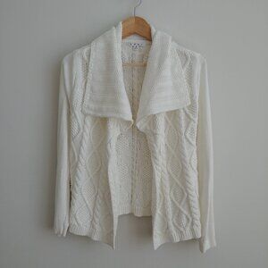 Cabi 100% cotton cable knit white open front cardigan sweater Small